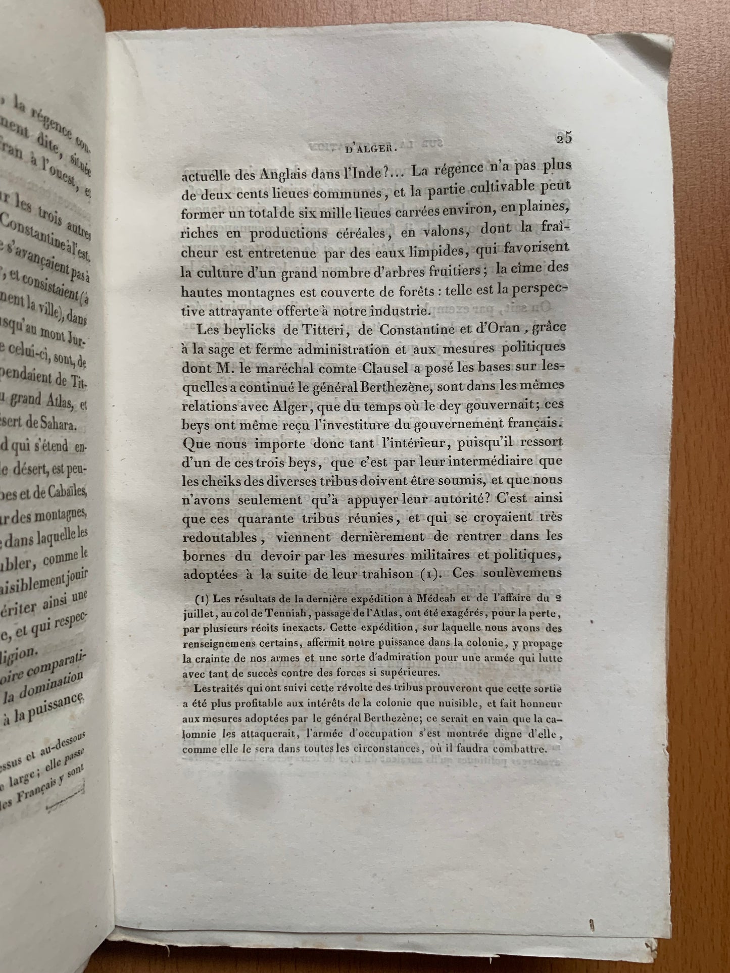 Réflexions sur la colonisation du territoire d'Alger - Lieutenant Colonel Préaux - Envoi autographe - 1832