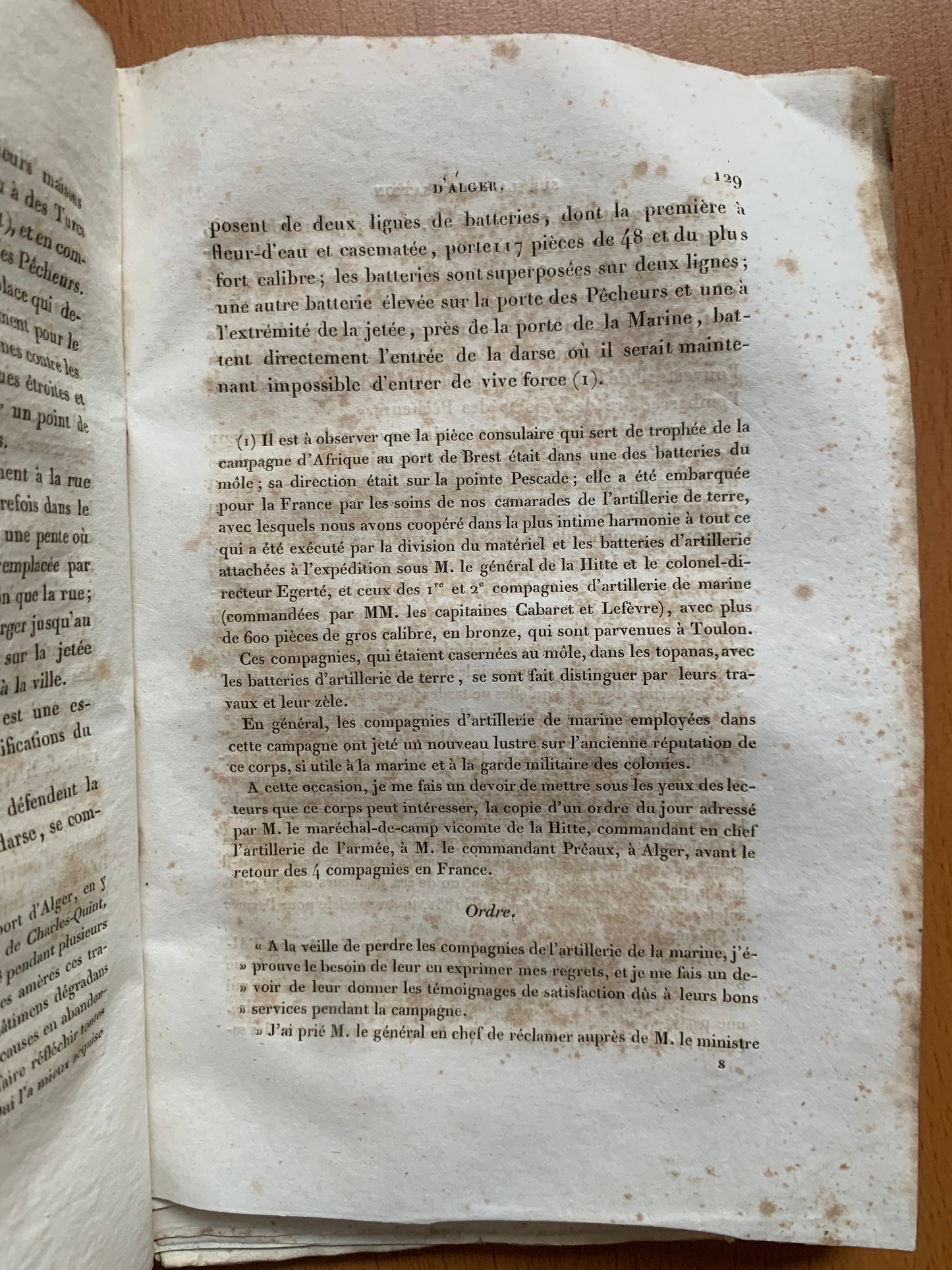 Réflexions sur la colonisation du territoire d'Alger - Lieutenant Colonel Préaux - Envoi autographe - 1832