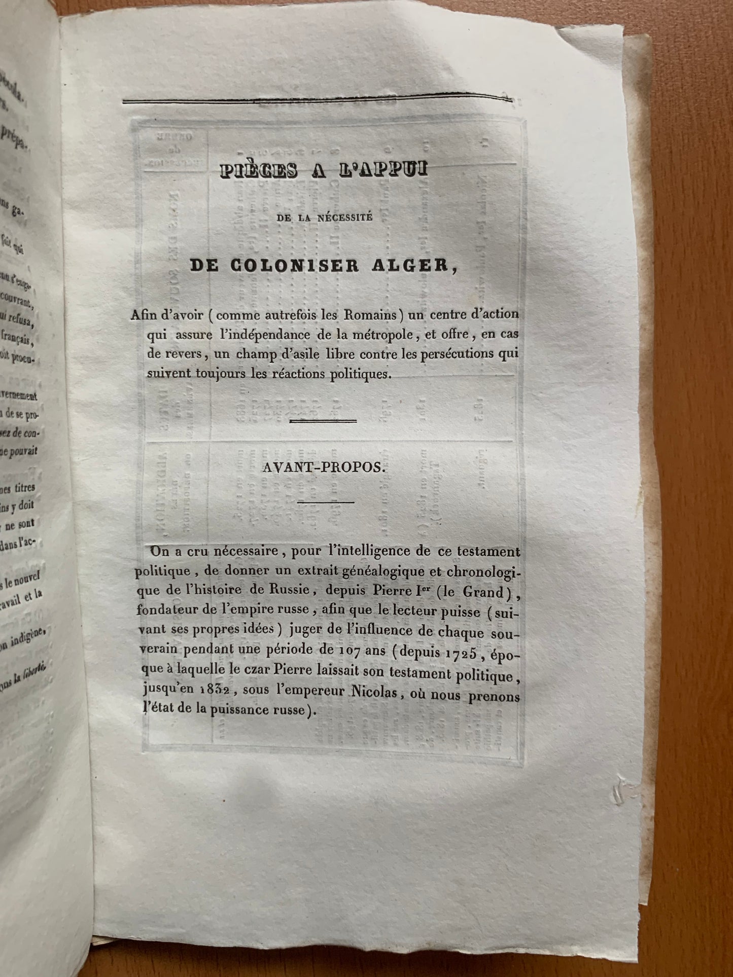 Réflexions sur la colonisation du territoire d'Alger - Lieutenant Colonel Préaux - Envoi autographe - 1832
