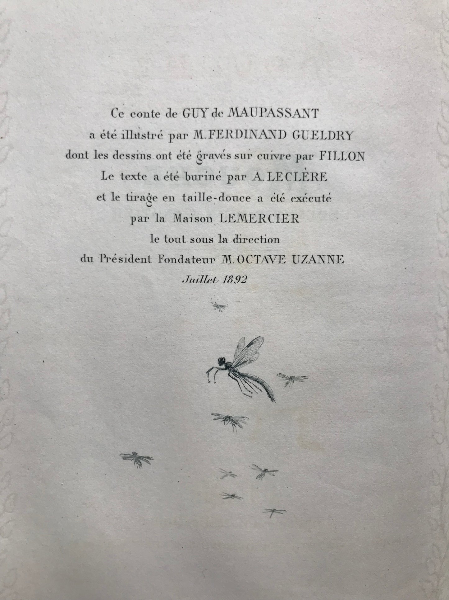 Mouche - Contes choisis - Guy de Maupassant - Bibliophiles contemporains - 1892