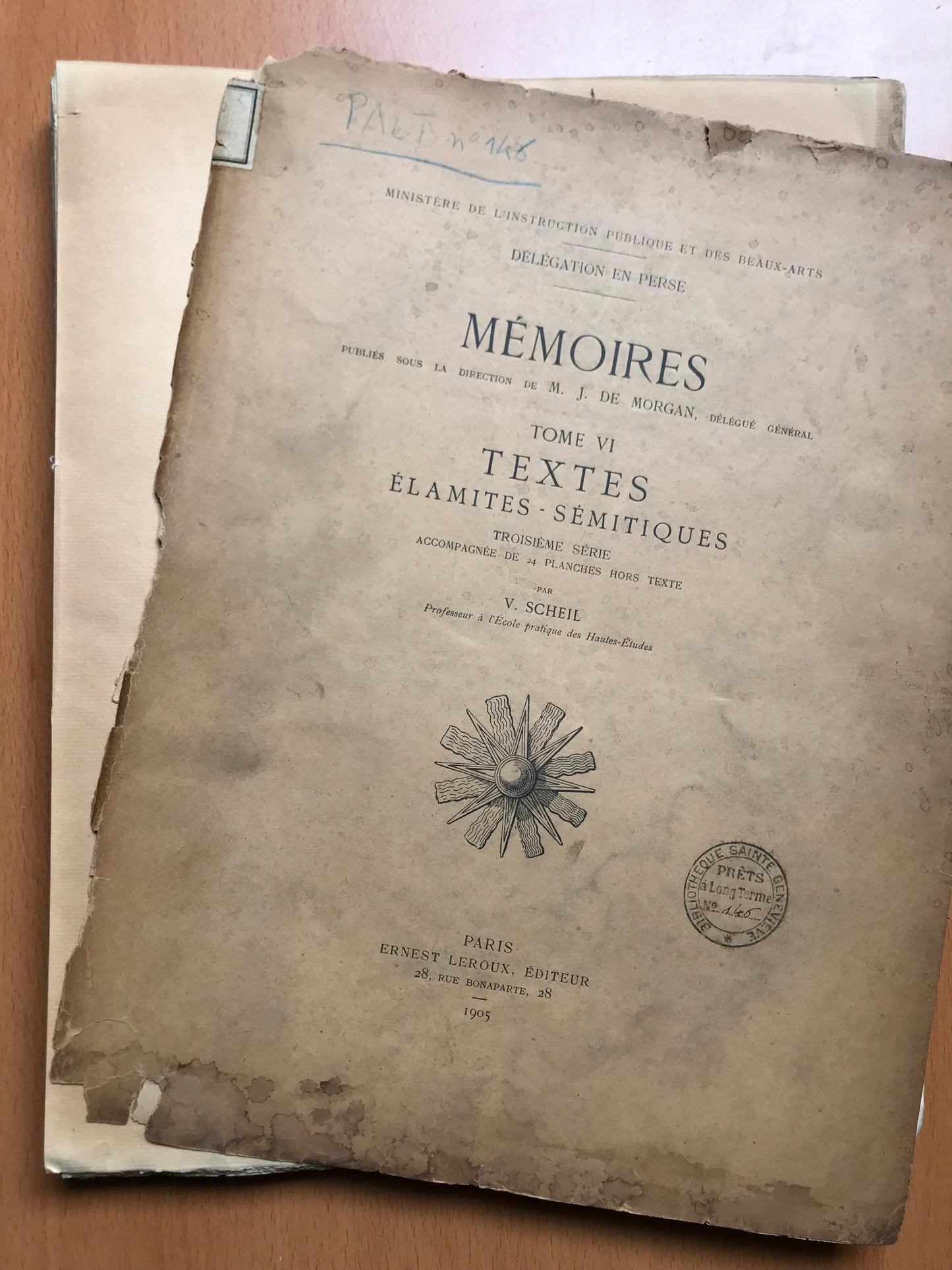 Textes élamites-sémitiques - Délégation en Perse - Morgan - 1905