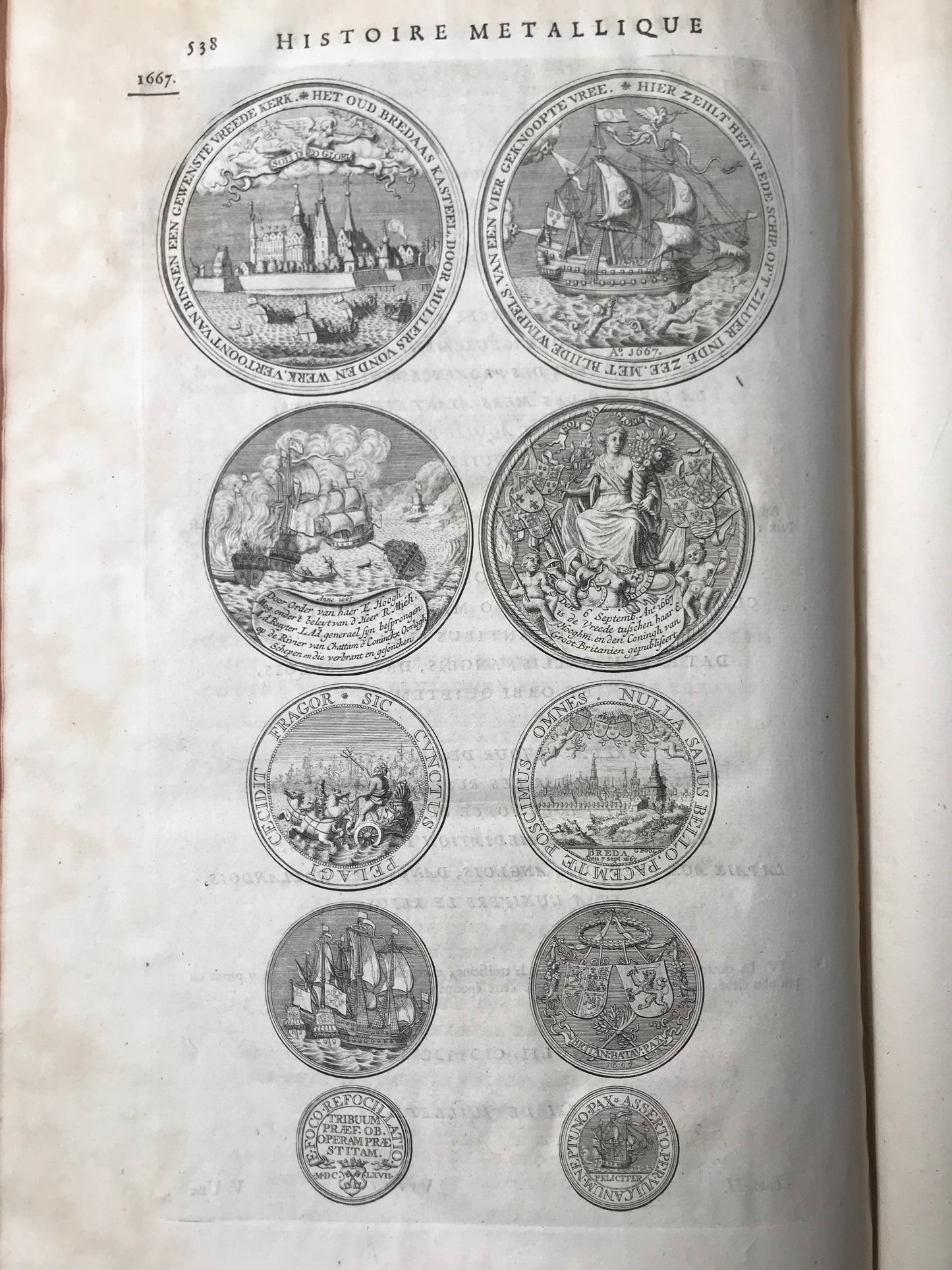 Metallic history of the 17th provinces of the Netherlands - From the abdication of Charles V to the peace of Baden in 1716 - First French edition translated from the Dutch of Mr. Gerard Van Loon - Binding with the Arms of Chancellor d'Aguesseau - 1732