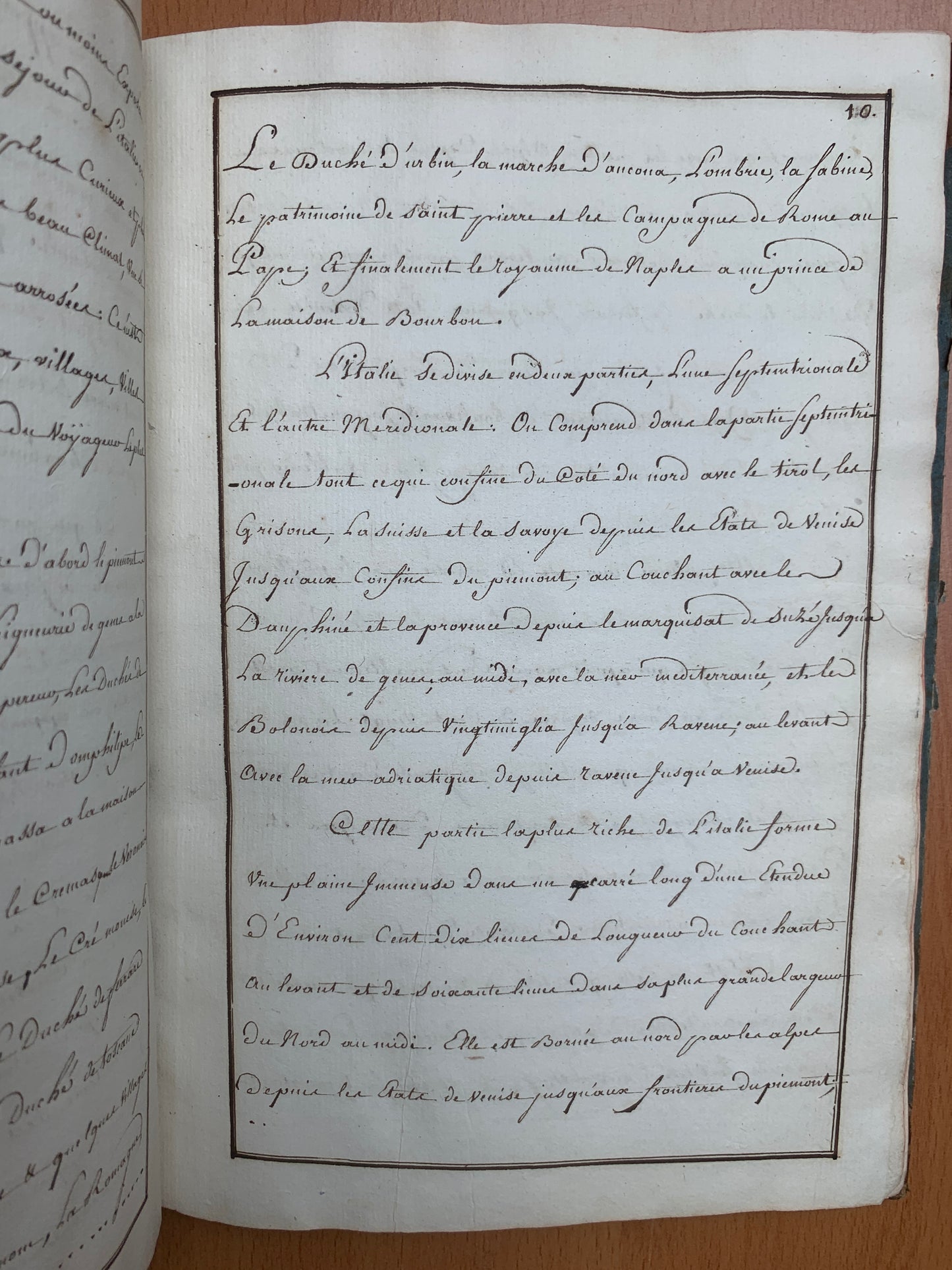 Manuscrit - Itinéraire historique pour servir au voyage en Italie - c 1700