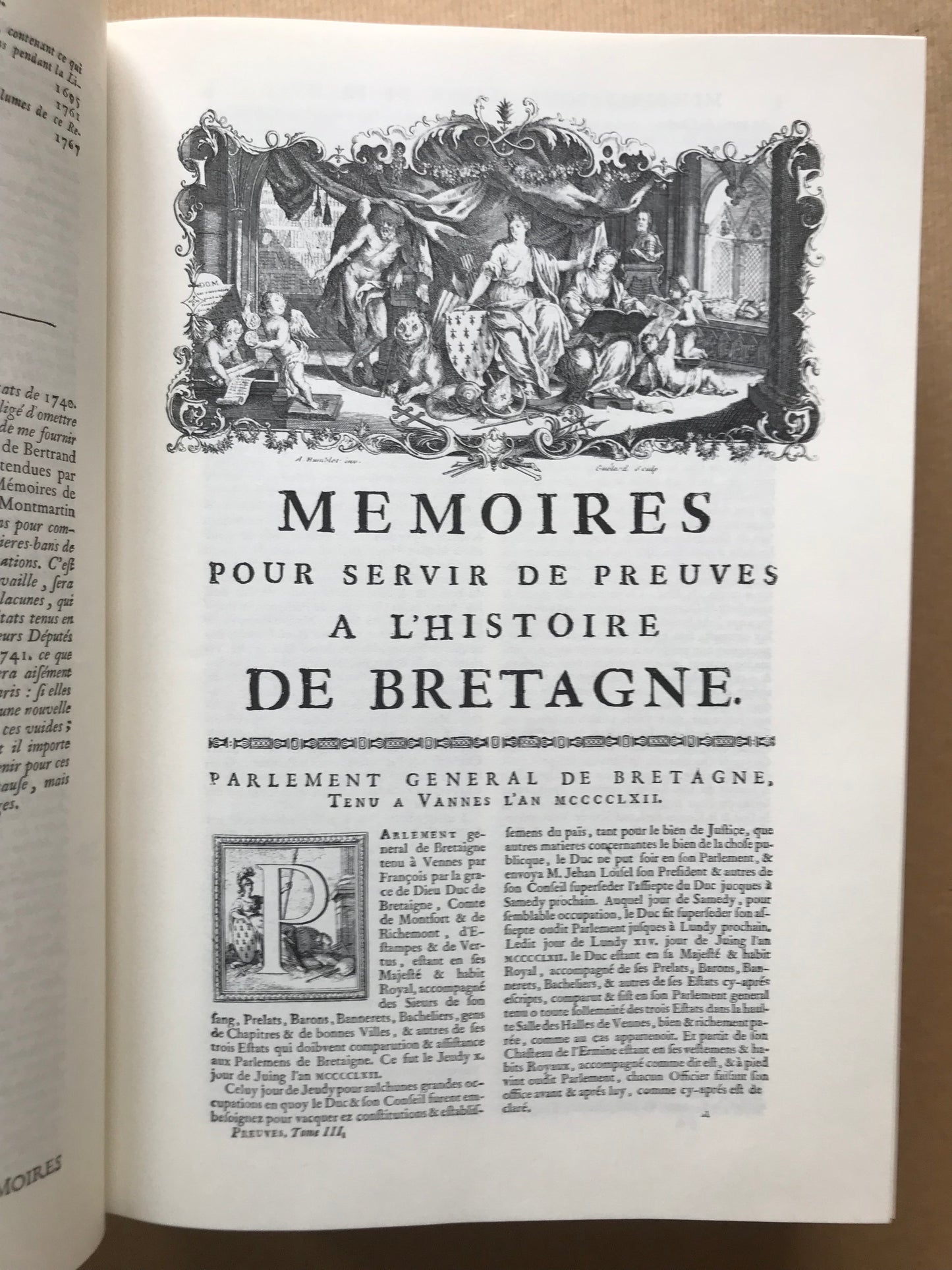 Histoire ecclésiastique et civile de Bretagne et Mémoires pour servir de preuves à l'Histoire ecclésiastique et civile de Bretagne - Dom Pierre-Hyacinthe Morice - 1974