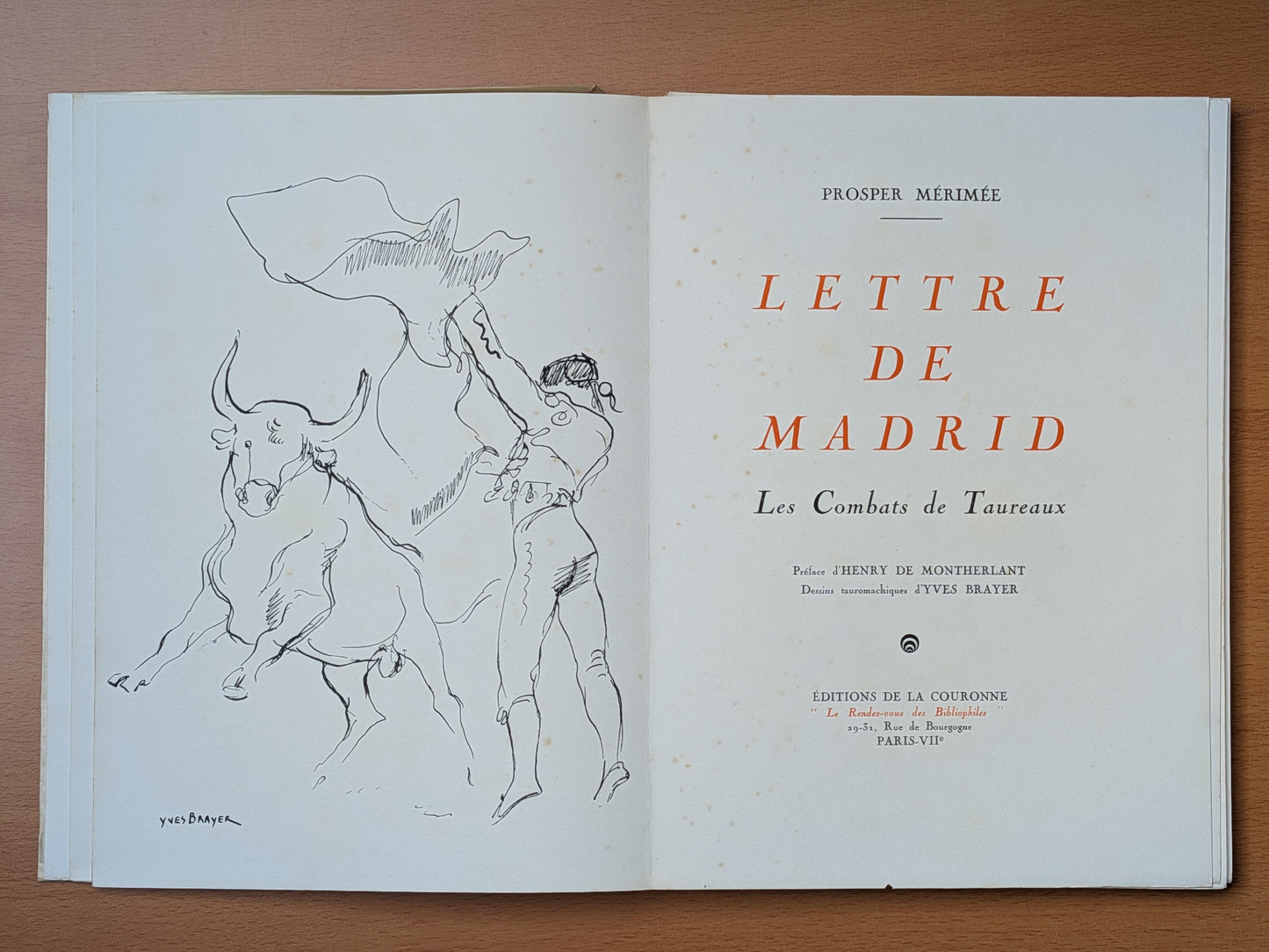 Lettre de Madrid - Les combats de Taureaux - Prosper Mérimée - Yves Brayer 1945