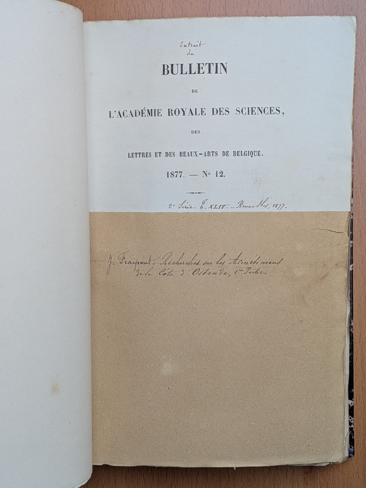 Zoologie - Mélanges - 17 Extraits des bulletins de l'Académie royales Belgique - XIXe - Planches