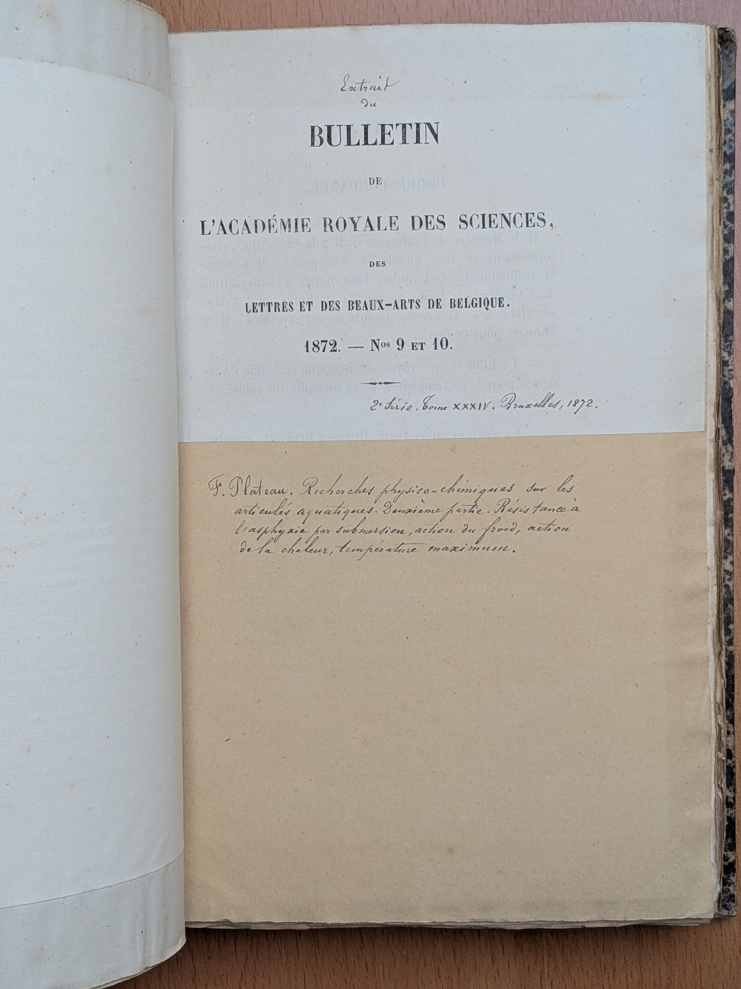 Mélanges de Zoologie - Félix Plateau - Tirés à part des bulletins de l'Académie royales des sciences, des lettres et des Beaux-arts de Belgique - 1870-1880