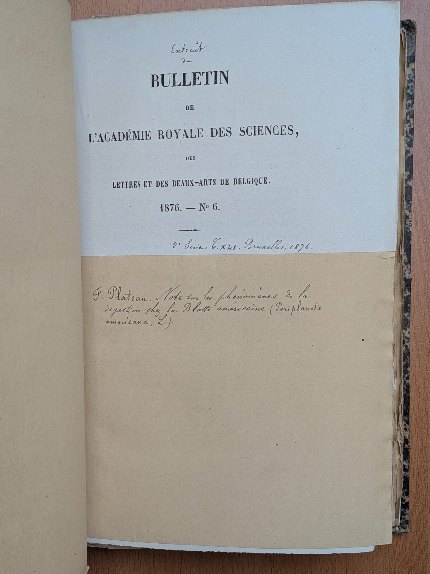 Mélanges de Zoologie - Félix Plateau - Tirés à part des bulletins de l'Académie royales des sciences, des lettres et des Beaux-arts de Belgique - 1870-1880