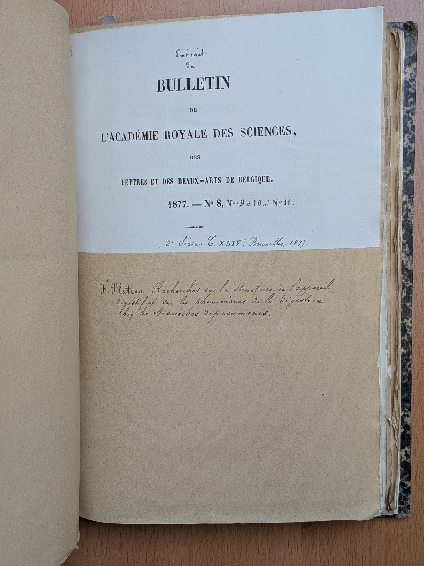 Mélanges de Zoologie - Félix Plateau - Tirés à part des bulletins de l'Académie royales des sciences, des lettres et des Beaux-arts de Belgique - 1870-1880
