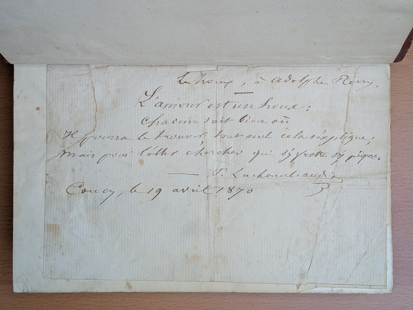Fables de Pierre Lachambeaudie - 3 fables autographes manuscrites - 1851
