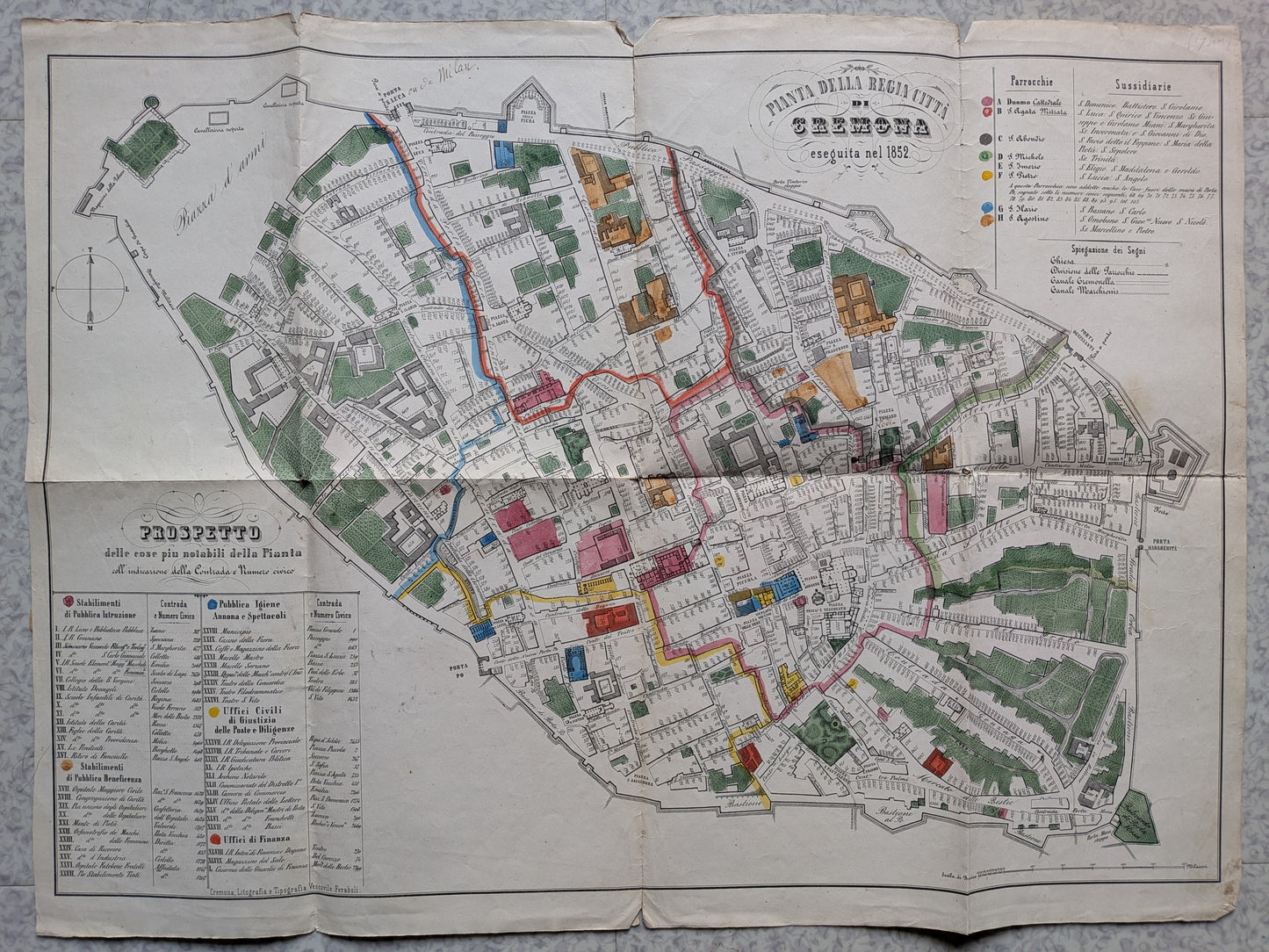 Pianta della regia città di Cremona - Vescovile Feraboli - Eseguita nel 1852