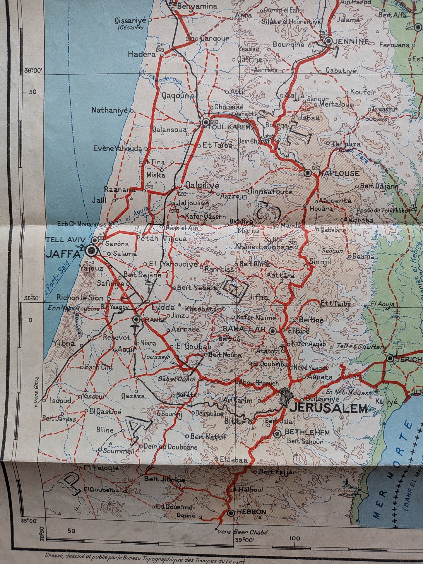 Carte des états du Levant sous mandat français - Troupes du Levant - 1939