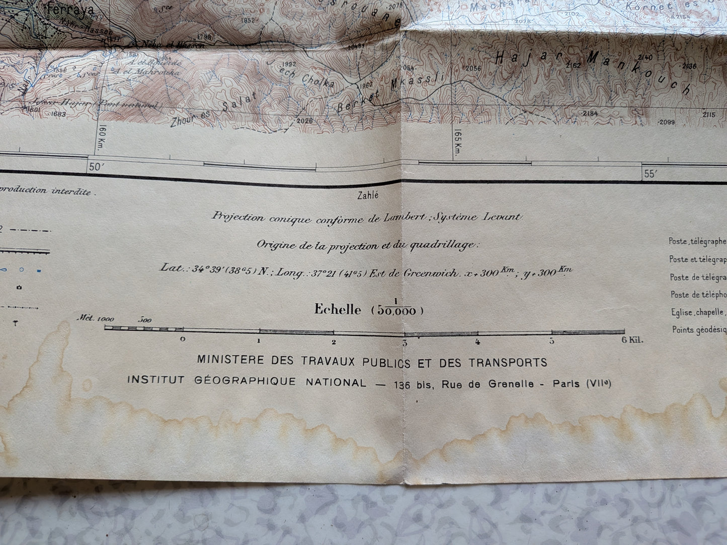 KARTABA - Liban - Carte du Levant - Service géographique de l'armée - 1939